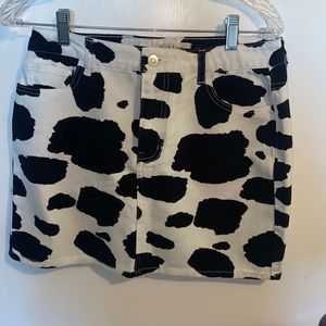 Cow Print Denim Skirt
